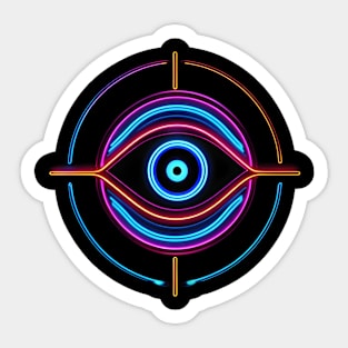 Glowing Neon Evil Eye Sign Sticker